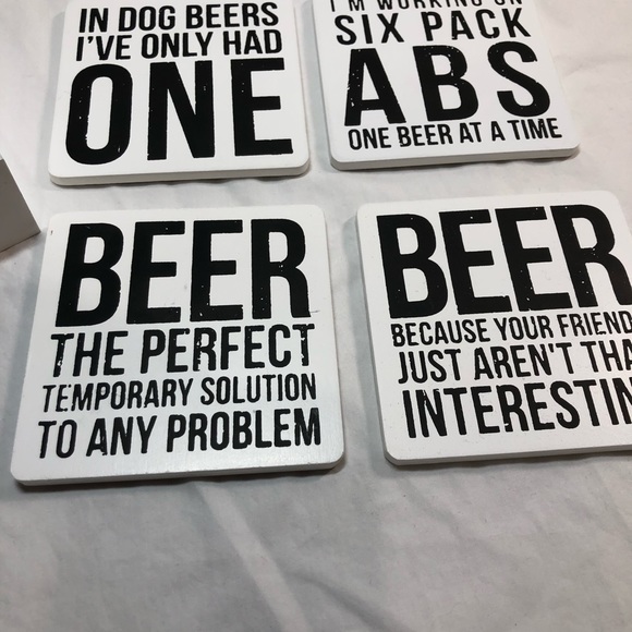 Beer Saying Wooden Coasters in Box Funny Gift idea - Picture 9 of 9